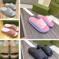 2023 Latest Fashion Luxury Sandals Flat sandals with decorative trim, with G jacquard fabric, black and white leather edges, 35-42 size yellow shoe box