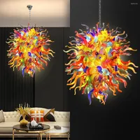Chandeliers Modern Hand Blown Glass Chandelier For Dining Room Bedroom Kitchen Light Fixtures Lustre Multi Color