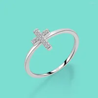 Cluster Rings Contracted Woman Original 925 Silver Ring Religious Cross Pendant Tail Charm Jewelry Party Accessories Wedding 6#-8#