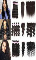 10A Grade Human Hair Bundles With Lace Closure Frontal Straight Body Deep Water Wave Kinky Curly For Black Women Wet And Wavy Braz8873015