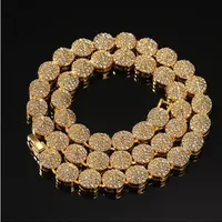 Mens 10mm 18K Real Gold Cluster Chain Necklace 18inch 20inch Hiphop Necklace gifts Jewelry248a