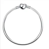 Fashion Heart Shaped Clasps Bangles Bracelet Silver Plated Men Women Blank Bangle fit European Beads Bracelets DIY on 3512011