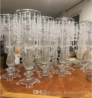 Whole 73cm Tall crystal Wedding Centerpiece acrylic bead strands wedding decoration flower stand table chandelier decor6126547