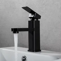 Bathroom Sink Faucets Black Silver Faucet Cold Water Mixer Tap Brass Alloy Basin Single Hole Tapware Deck Mount