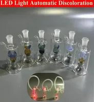 Mini Glass Bong Water Pipes Recycler Dab Rig led light Hand hookah Thick Pyrex Glass small beaker bongs with 10mm oil burner pipe 4424138