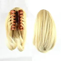 017 Synthetic Ponytail Long Straight Hair 16 22 Clip Ponytail Hair Extension Blonde Brown Ombre Hair Tail With Drawstr325E