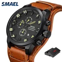 2020 SMAEL Casual Sport Watches Mens Luxury Military Leather Waterproof Watch Man Clock SL-9076 Fashion Wristwatch relogio masculi186A