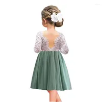 Girl Dresses Toddler Girls Long Sleeve Straight Tulle Wedding Dress For Flowers Lace Eyelash Princess Costume Ins Fashion Outfit