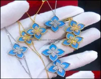 Earrings Necklace Soramoore Trendy Luxury Lucky Clover Jewelry Set Bangle Ring For Women Girl Daily Birthday Annive Crystalhome2029794409