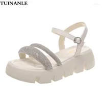 Dress Shoes TUINANLE Women Sandals Fashion Wedge Female Platform Buckle Strap Bling Crystal Outdoor Punk Beach Sandalias Mujer
