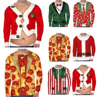قمصان الرجال 2023 عيد الميلاد Men Santa 3D Cartoon Funny Shirt Party Holiday Evening Xmas Tee Top Closet Top Top Thirts Autumn Thirts