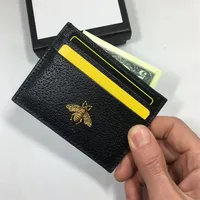 Genuine Leather Small Wallets Holders Fashion Women Metal Bee Bank Card Package Coin Bag Card ID Holder purse women Thin Wallet Po296n