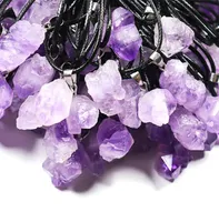 Trendy Natural Amethysts Energy Healing Stone Pendant Necklace Rope Necklace Women Jewelry Factory Whole3230051