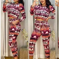 Women's Two Piece Pants Women Autumn Tie Dye Tracksuit Set Summer Crop Top And Ankle Length 2pcs 2023 Elegant Spring Long Sleeve Pullovers