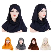 Ethnic Clothing Muslim Women Hijab Instant Head Scarf One Piece Amira Turban Shawl Wrap Islamic Beads Headwear Hijabs Ready To Wear Caps