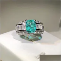 Jewelry Choucong Brand Rings Luxury 925 Sterling Sier Fill Radiant Cut Emerald Cz Diamond Gemstones Party Women Eternity Eng Dhykr