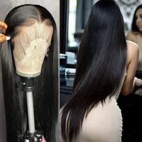 28 30 40 inch Brazilian Straight Glueless Frontal 13x4 Lace Front Human Hair Wigs Pre Plucked Virgin Human Hair For Women3440