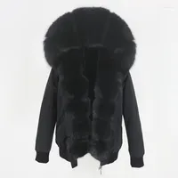 Women's Fur Women's & Faux OFTBUY 2023 Waterproof Bomber Parka Winter Jacket Women Real Coat Natural Collar Hood Warm Streetwear