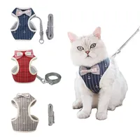 Cat Collars & Leads Harness And Leash Set Bowknot Mesh Pet Dog Vest Clothes Collar Traction Belt
