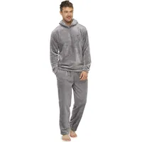 Men Plush Teddy Fleece Pajamas Winter Warm Pyjamas Overall Suits Plus Size Sleepwear Daily Hooded Pajama Sets For Adult Men F4 H08311q