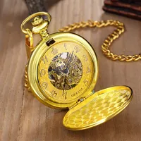 Pocket Watches Golden Sliver Smooth Automatic Mechanical Pocket Watch FOB Chain Hand Winding Hollow Pocket Watch For Men Women 230325