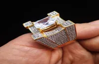 New Fashion 18K Gold Princess Cut CZ Cubic Zircon Hip Hop Bling Rings Full Diamond Iced Out Jewelry Valentine Day Gifts for Men Wh6870791