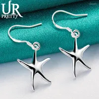 Dangle Earrings URPRETTY 925 Sterling Silver Starfish Pendant Drop Earring For Women Fashion Wedding Engagement Party Jewelry Charm Gift