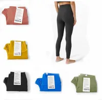 Yoga Lulus Lemons ny designer Yoga kläder Solid Color Women Pants High midje Sports Fitness Elastic Leggings S-3XL KL0