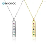 Chains KIKICHICC 925 Sterling Silver Gold Long Square Rainbow CZ Pendant Choker Necklace Winter 2023 Women Rock Punk Fine Jewelry Gift