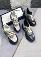 Casual Designer Rhyton Shoes Leather Ace italienska äkta barn Sko Bekväma Fashion Kids Sneakers Storlek 26354320146