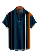 Men's Casual Shirts 5XL Hawaiian Colourful Striped Camisa Short Sleeve For Top Oversized Tee Clothing 230325