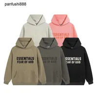 Fos Casual sweater Fos Double Thread ESSEN Solid Silicone Letter Couple Hoodie Coat Men's and Women's Hooded Sweater