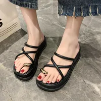 Slippers 2023 Fashion Platform Wedges Sandals Women Shoes High Heels Thick Designer Slingback Slides Causal Flip Flops Femme