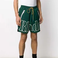 RHUDE Fashion New Hot Summer Sale Y2k Bright Letters Cotton Shorts S-XL Green Red Blue