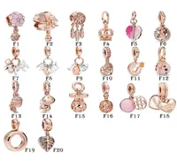 NEW 925 Sterling Silver Fit Pandora Charms Bracelets Gold Leaf Happy Family Love Heart Flower Rose Charm for European Women Weddin8345478
