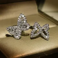 Cluster Rings Trendy S925 Butterfly Resizable Fine Jewelry Bow Adjustable Open Women Wedding Christmas Gift WholesaleCluster