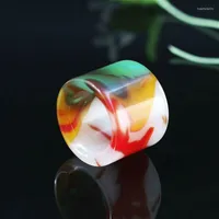 Cluster Rings Natural Multicolour Jade Ring Thumb Jadeite Jewelry Men Stone Hand Carving Fashion Amulet Women Gifts