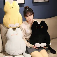 Cute cartoon crouching cat plush doll toy sitting posture Black cat hugging pillow cushion comforting sofa waist