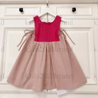 2023ss girls pink color dresses sets  pleated skirts sleeveless dress high end children summer designer vest dress fashion kids sports tracksuits 80-120