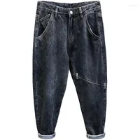 Men's Jeans Retro Gray Black Harlan Men's Wild Loose Tapered Small Straight Wide-leg Daddy Pants Autumn Winter Teenager Harem