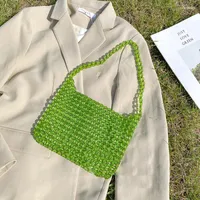 Evening Bags 2023 Ladies Acrylic Single-Shoulder Bag Multipurpose Solid Color Beaded Handbag For Travel Shopping