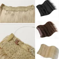 New Arrival No Clips Halo Flip in Brazilian Human Hair Extensions 1pc 100G Easy Fish Line Hair Weaving Promotional 2997