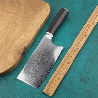 Defu-small kitchen knife VG10 Damascus steel chef knife sharp meat cleaver slice steak steak knife G10 ebony wood handle272V