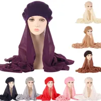 Hijabs Musilm Fashion Women Hijab with Beret Hat Chiffon Scarf Ready To Wear Instant Headscarf Shawls Wrap Turban Headwear Bandana 230324