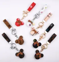 Mouse Diamond Design Car Keychain Favor Flower Bag Pendant Charm Jewelry Keyring Holder for Men Gift Fashion PU Leather Animal Key3256075