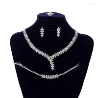 Ketting oorbellen set sieraden hadiyana mode luxe elegante armbandring kubieke zirkoon verlovingsfeest bn8550 schmuck