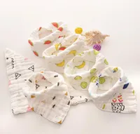 Baby Bibs Cartoons INS Bibs Burp Cloths Foral Printed Cotton 8 layer bibs Bandana Infant Saliva cloth Triangle Towel 15styles GGA21363406
