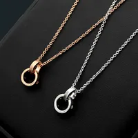 Luxury fashion brand 2019 new Titanium steel whole B letter double ring diamond necklace for women charm couple love necklace2990