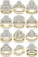 Crystal Female Big Zircon Stone Ring Set Fashion Gold Silver Bridal Wedding Rings For Women Promise Love Engagement Ring1014157