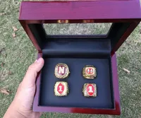 4PCS 1983 1994 1995 1997 Nebraska Cornhuskers National Championship Ring with Wooden Display Box Men Fan Gift 2019 whole Drop 7761792